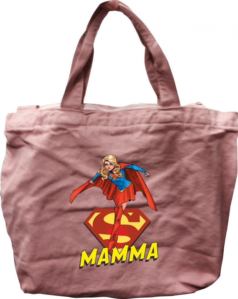 Shopper Rosa vintage Canvas con zip con solo un lato stampato