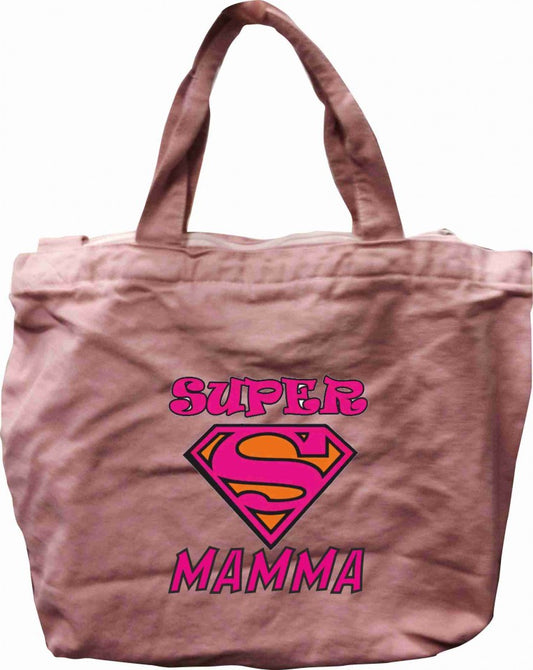 Shopper Rosa vintage Canvas con zip con solo un lato stampato