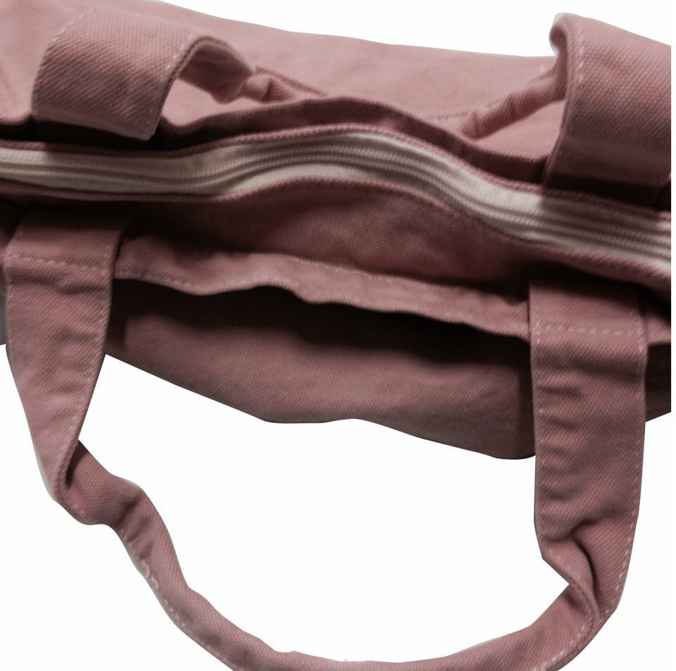 Shopper Rosa vintage Canvas con zip con solo un lato stampato
