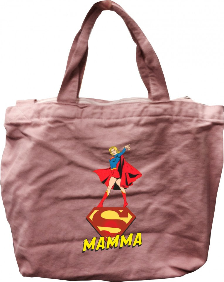 Shopper Rosa vintage Canvas con zip con solo un lato stampato