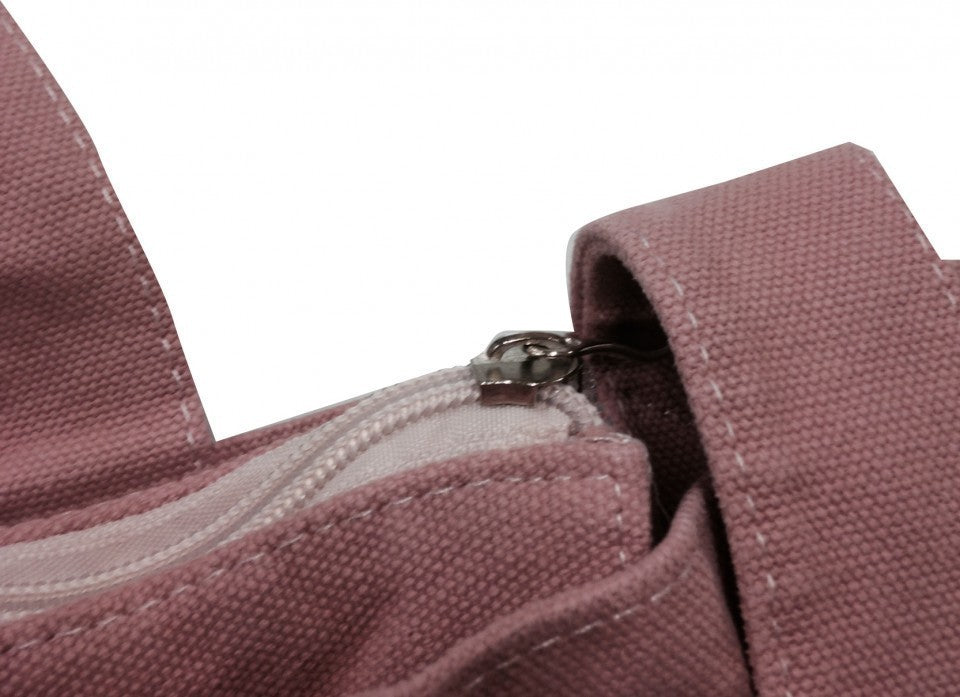 Shopper Rosa vintage Canvas con zip con solo un lato stampato