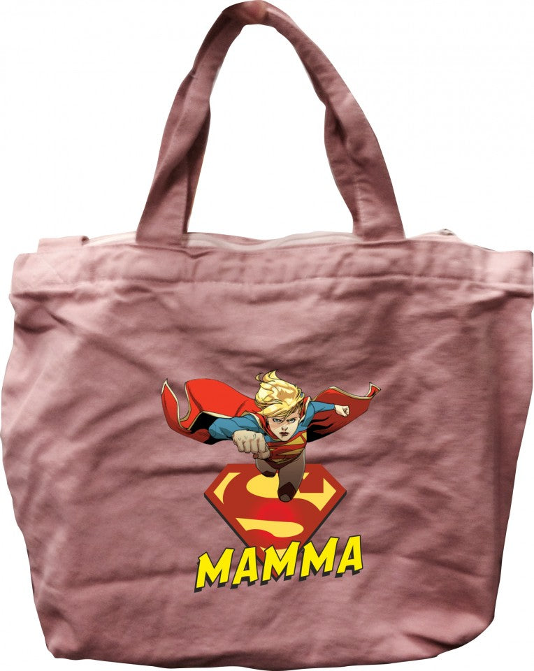 Shopper Rosa vintage Canvas con zip con solo un lato stampato