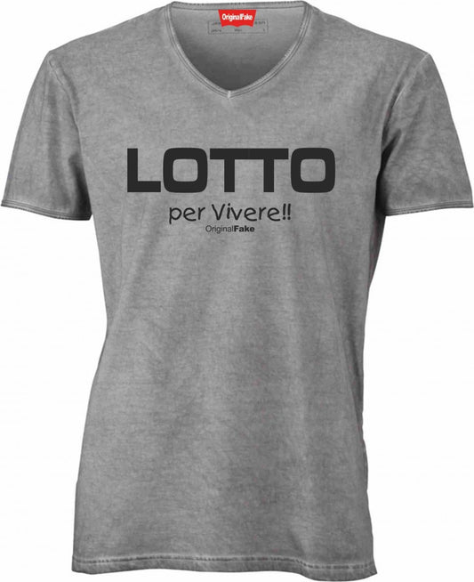 T-shirt con scollo a v, 100% cotone single jersey con stampa ORIGINAL FAKE