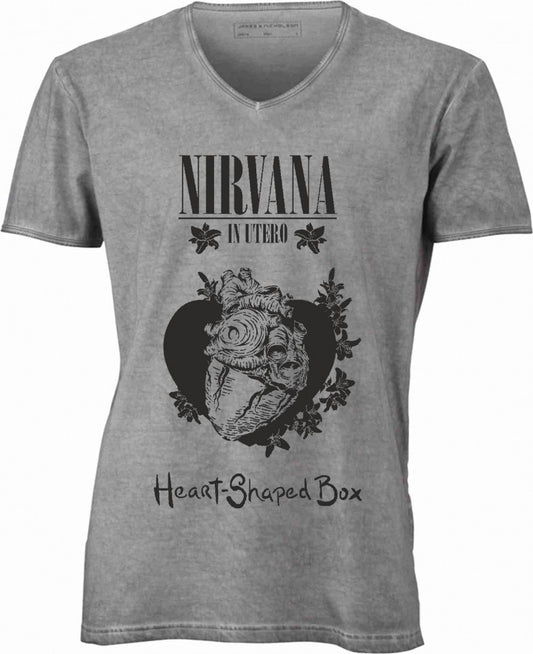 T-shirt con scollo a v, 100% cotone single jersey con stampa