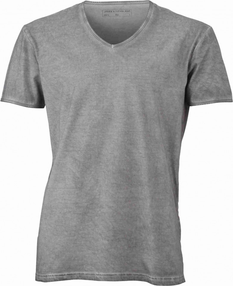 T-shirt con scollo a v, 100% cotone single jersey con stampa