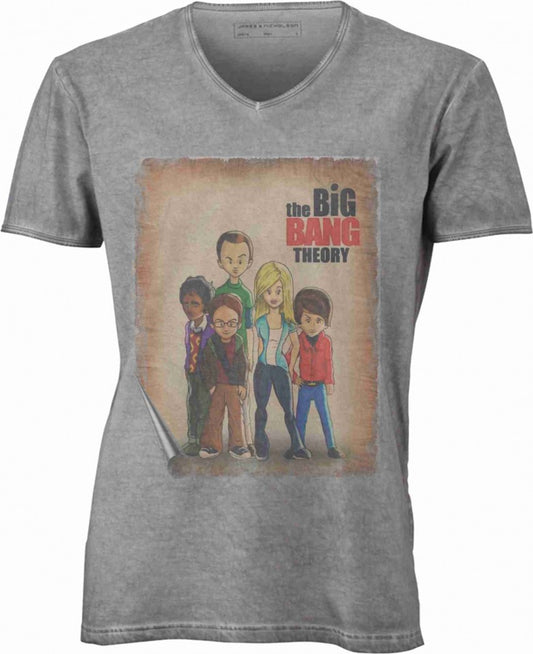 T-shirt con scollo a v, 100% cotone single jersey VINTAGE con stampa MOTIVO NERD