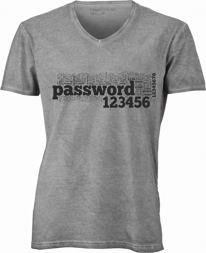 T-shirt con scollo a v, 100% cotone single jersey VINTAGE con stampa MOTIVO NERD