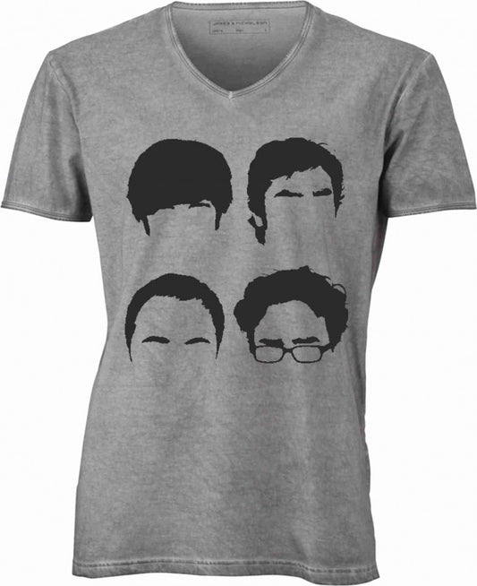 T-shirt con scollo a v, 100% cotone single jersey VINTAGE con stampa MOTIVO NERD