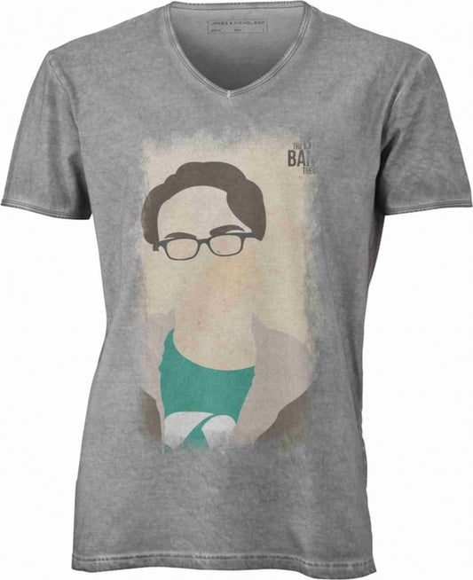 T-shirt con scollo a v, 100% cotone single jersey VINTAGE con stampa MOTIVO NERD