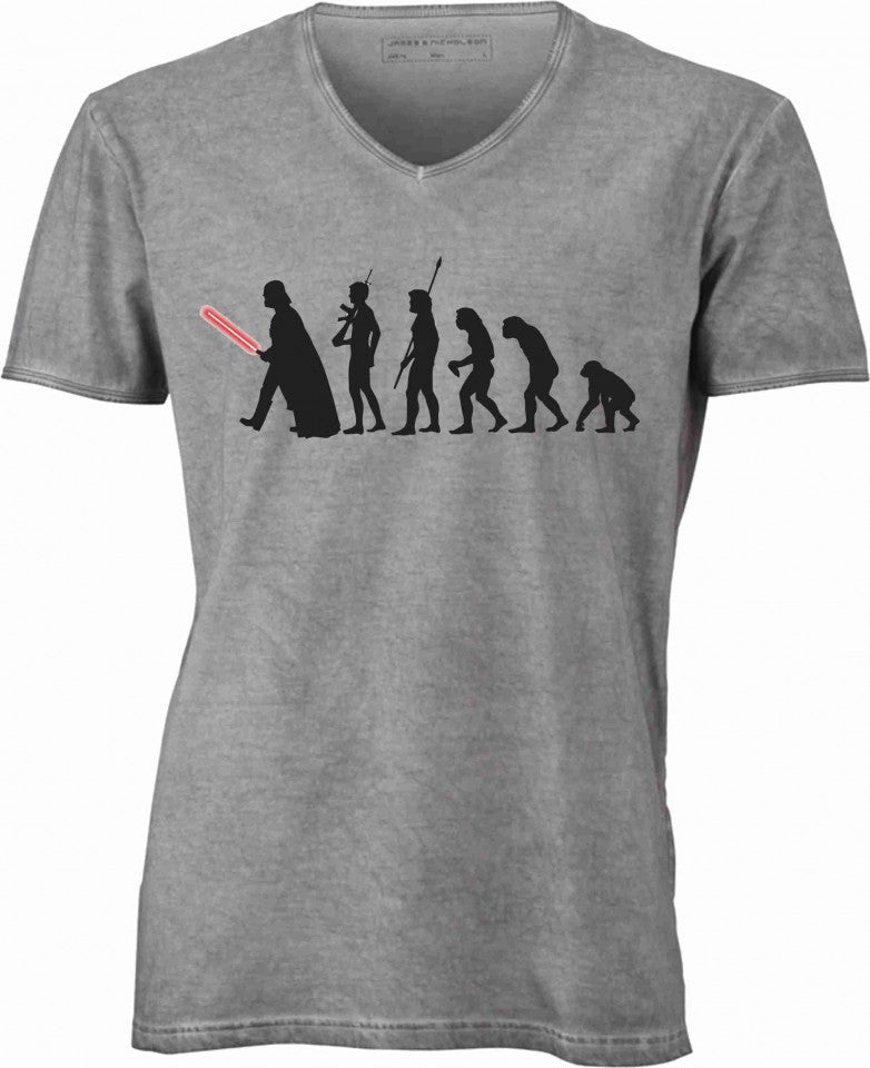 T-shirt con scollo a v, 100% cotone single jersey VINTAGE con stampa MOTIVO NERD