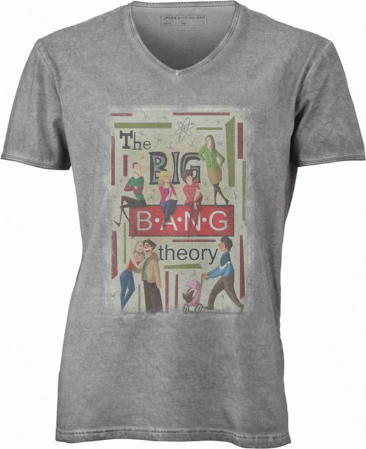T-shirt con scollo a v, 100% cotone single jersey VINTAGE con stampa MOTIVO NERD