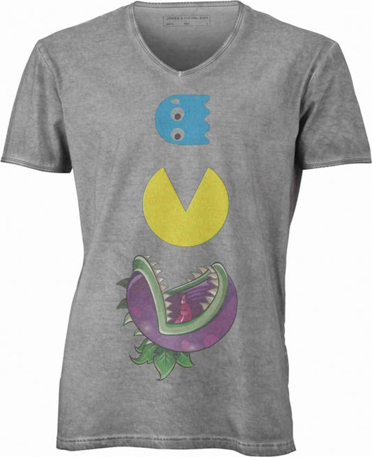 T-shirt con scollo a v, 100% cotone single jersey VINTAGE con stampa MOTIVO NERD