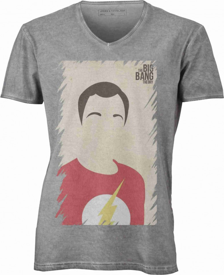 T-shirt con scollo a v, 100% cotone single jersey VINTAGE con stampa MOTIVO NERD