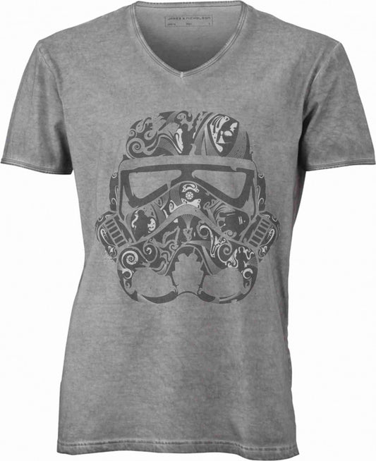 T-shirt con scollo a v, 100% cotone single jersey VINTAGE con stampa MOTIVO NERD