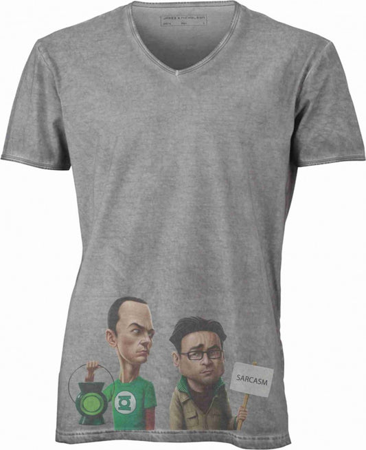 T-shirt con scollo a v, 100% cotone single jersey VINTAGE con stampa MOTIVO NERD