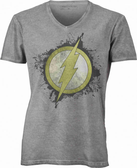 T-shirt con scollo a v, 100% cotone single jersey VINTAGE con stampa MOTIVO NERD