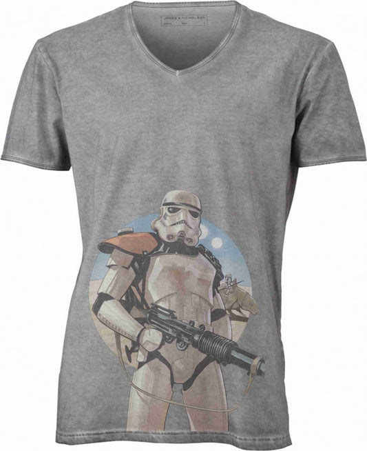 T-shirt con scollo a v, 100% cotone single jersey VINTAGE con stampa MOTIVO NERD