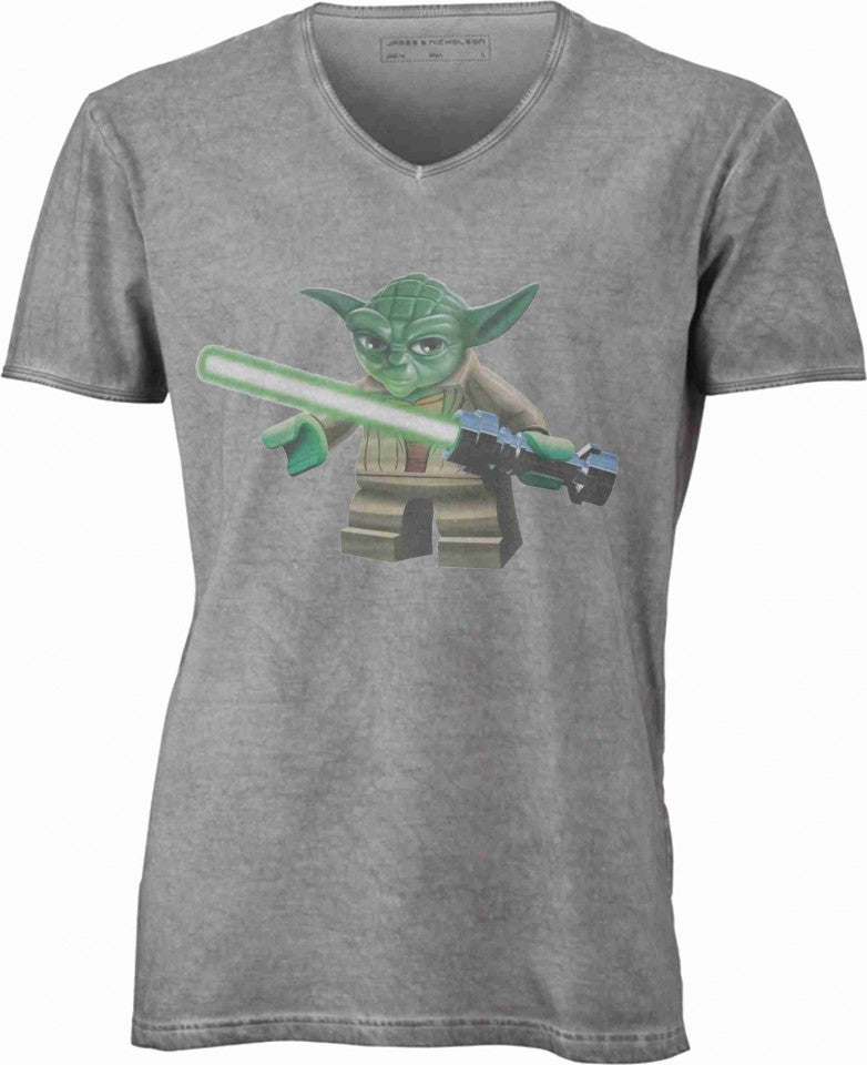 T-shirt con scollo a v, 100% cotone single jersey VINTAGE con stampa MOTIVO NERD