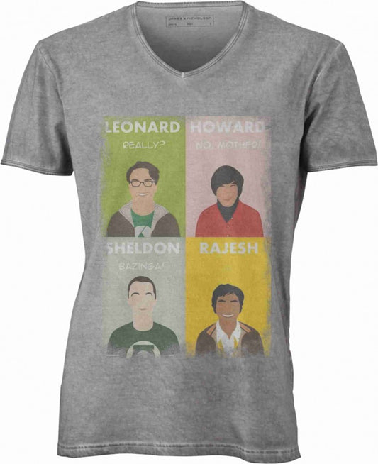 T-shirt con scollo a v, 100% cotone single jersey VINTAGE con stampa MOTIVO NERD