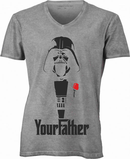 T-shirt con scollo a v, 100% cotone single jersey VINTAGE con stampa MOTIVO NERD