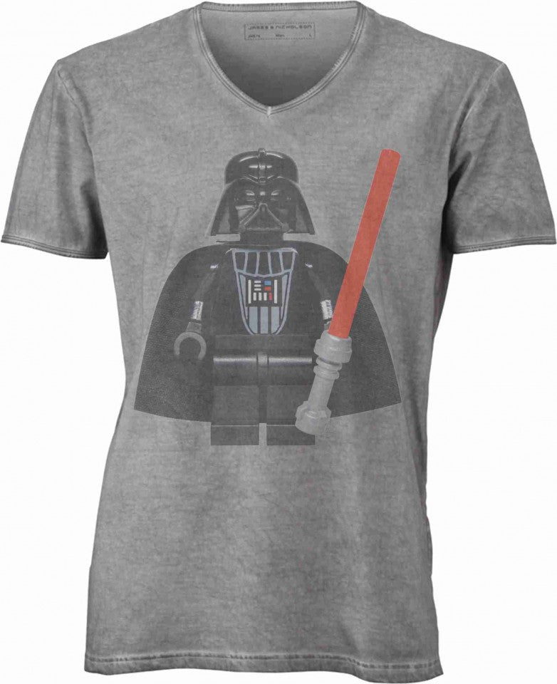 T-shirt con scollo a v, 100% cotone single jersey VINTAGE con stampa MOTIVO NERD