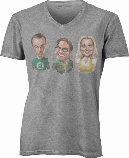 T-shirt con scollo a v, 100% cotone single jersey VINTAGE con stampa MOTIVO NERD