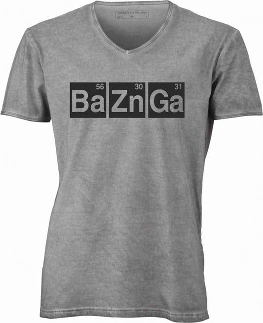 T-shirt con scollo a v, 100% cotone single jersey VINTAGE con stampa MOTIVO NERD