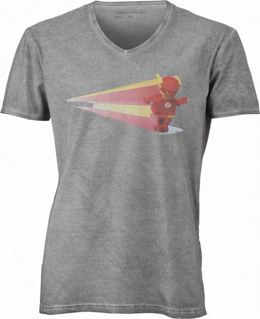 T-shirt con scollo a v, 100% cotone single jersey VINTAGE con stampa MOTIVO NERD