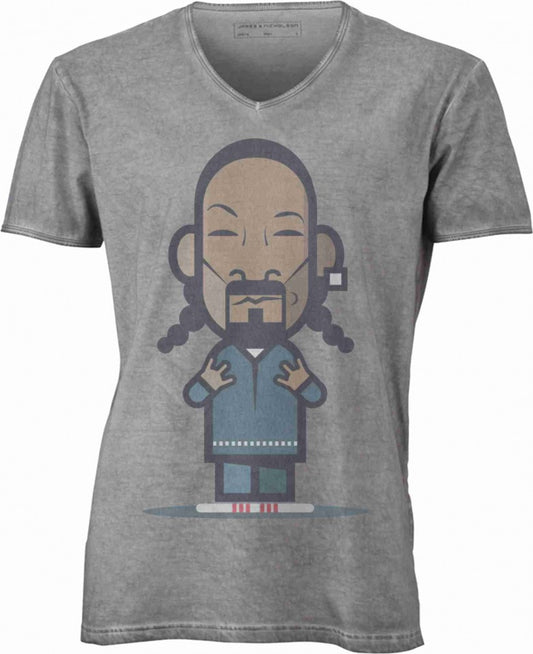 T-shirt con scollo a v, 100% cotone single jersey VINTAGE con stampa MOTIVO NERD