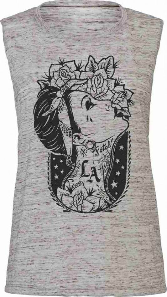 Tank Top Flowy Scoop Muscle EFFETTO MARMO CON STAMPA