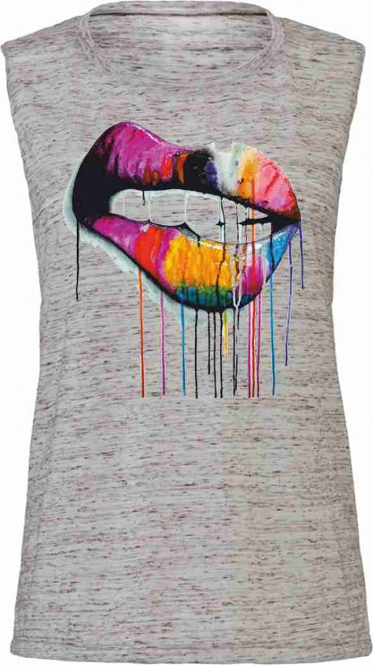 Tank Top Flowy Scoop Muscle EFFETTO MARMO CON STAMPA