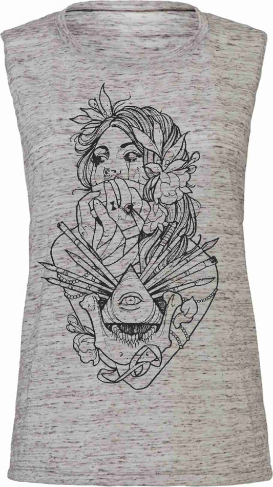 Tank Top Flowy Scoop Muscle EFFETTO MARMO CON STAMPA