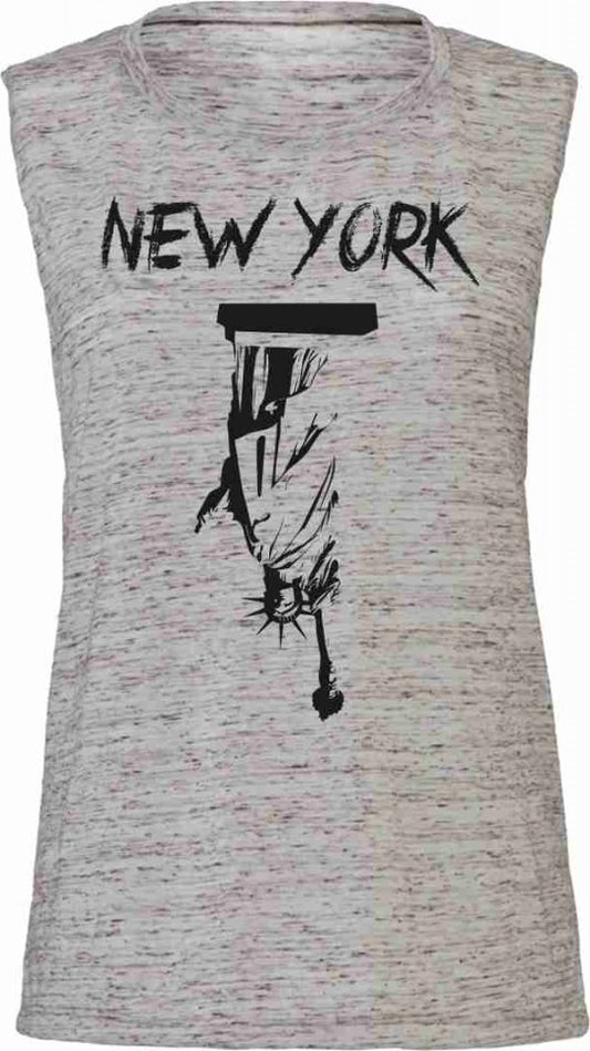 Tank Top Flowy Scoop Muscle EFFETTO MARMO CON STAMPA