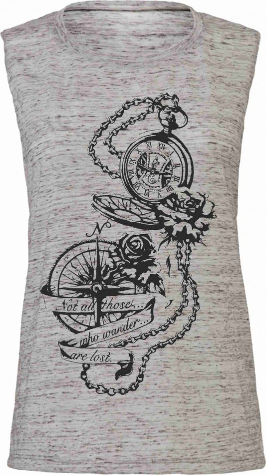 Tank Top Flowy Scoop Muscle EFFETTO MARMO CON STAMPA