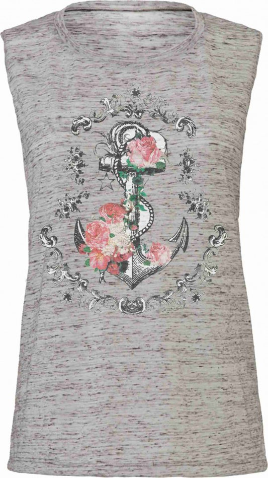 Tank Top Flowy Scoop Muscle EFFETTO MARMO CON STAMPA