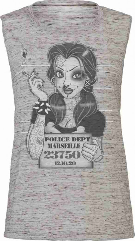 Tank Top Flowy Scoop Muscle EFFETTO MARMO CON STAMPA