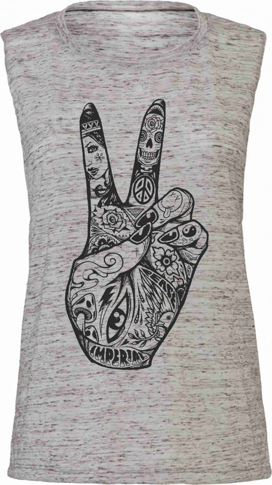 Tank Top Flowy Scoop Muscle EFFETTO MARMO CON STAMPA