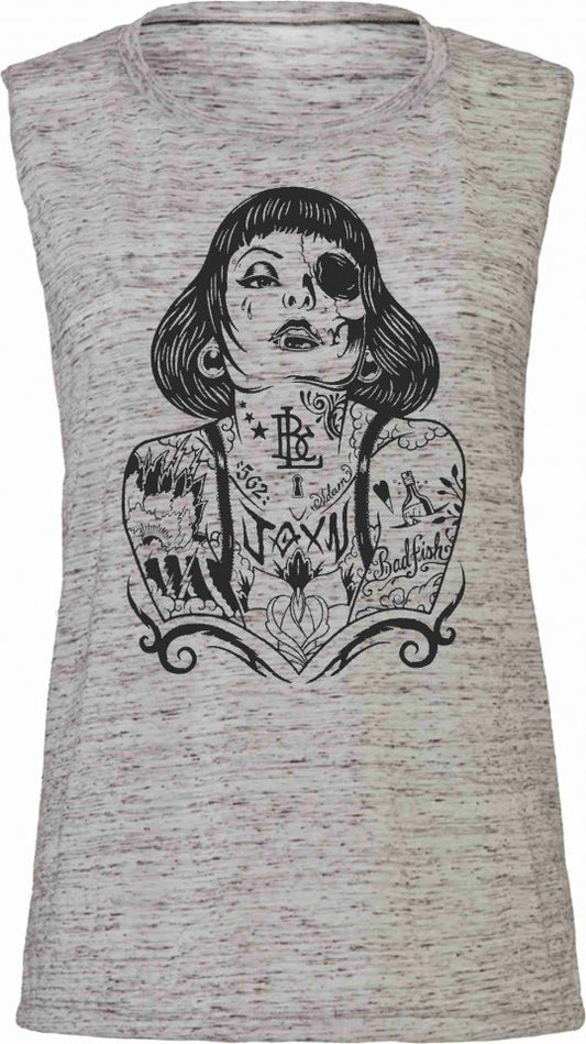 Tank Top Flowy Scoop Muscle EFFETTO MARMO CON STAMPA